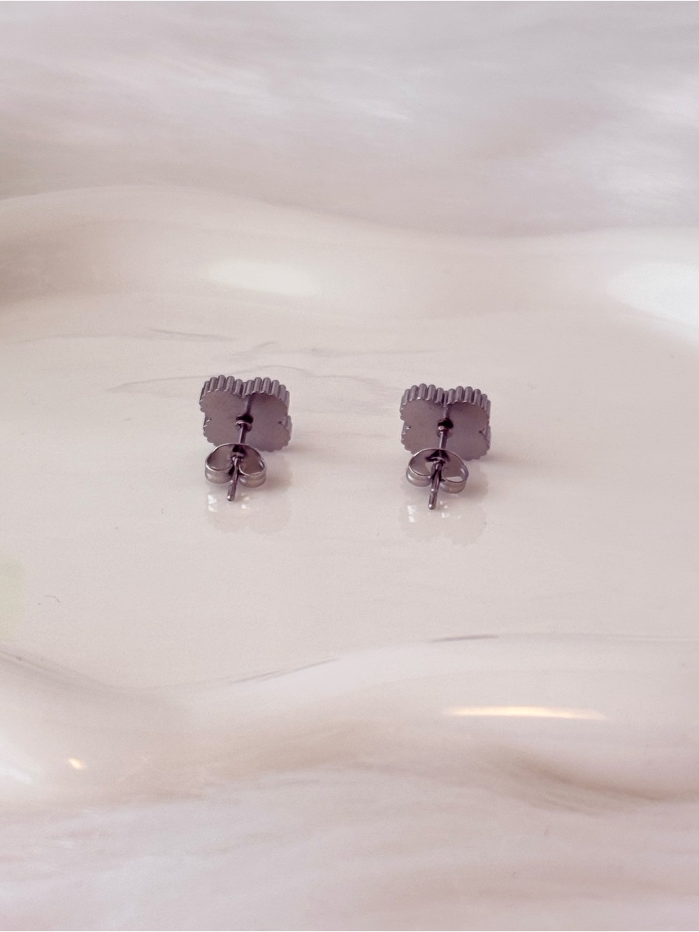 Black and Silver Stainless Steel
Clover Earrings - Picture 7 of 7